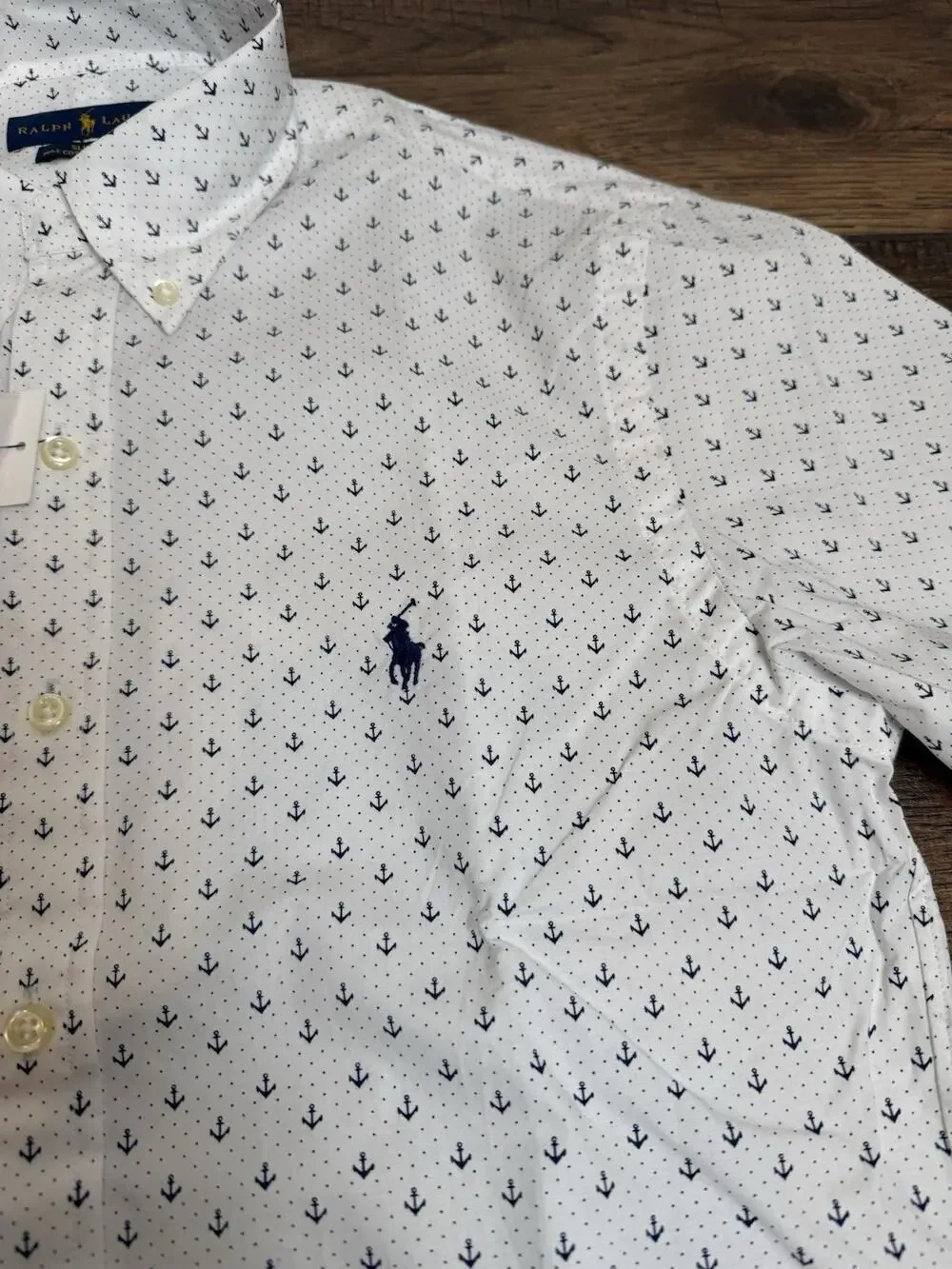 Polo Ralph Lauren Men's Anchor Nautical Print Button Down Shirt Sz S Slim NWT